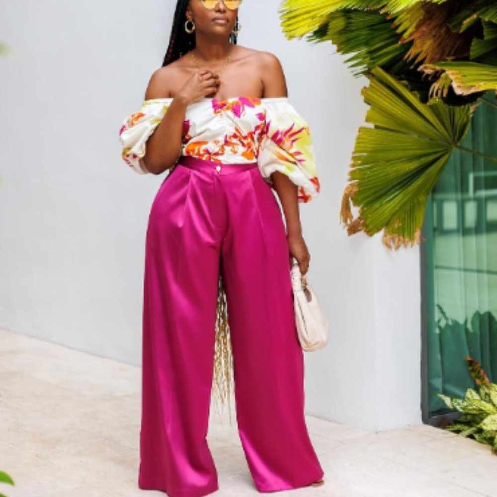 The Drop Women's Orchid Wide Leg Satin Pant by @tenickab